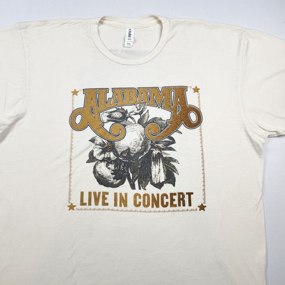 Tultex Alabama Live in Concert Tour T-Shirt Vintage Style Cream Mens XXL Country
